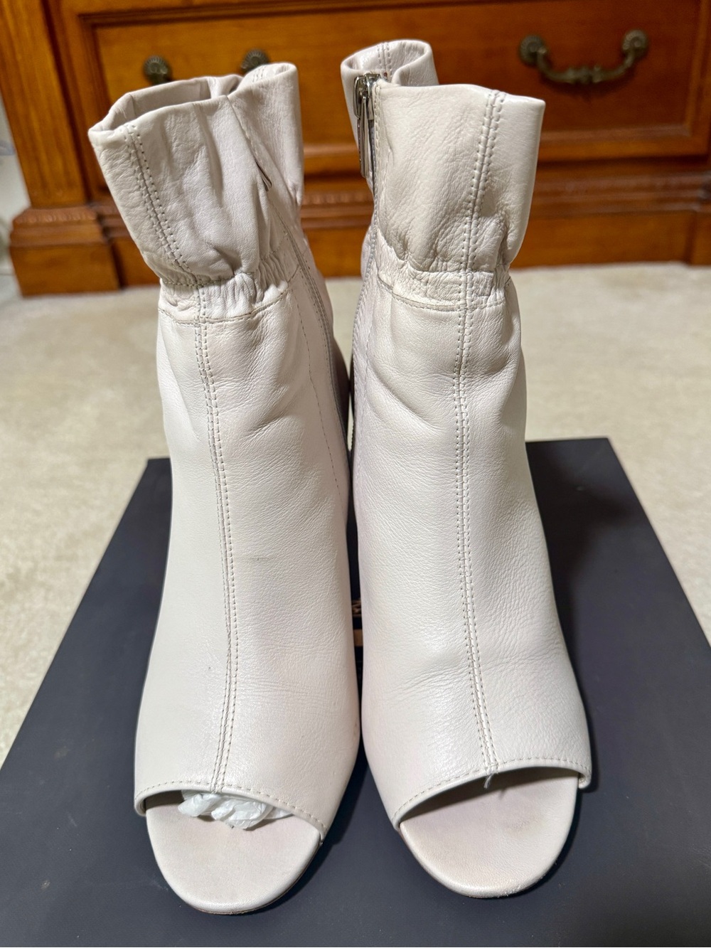 Vince Camuto Light Beige Peep-Toe Ankle Boots Size 9.5